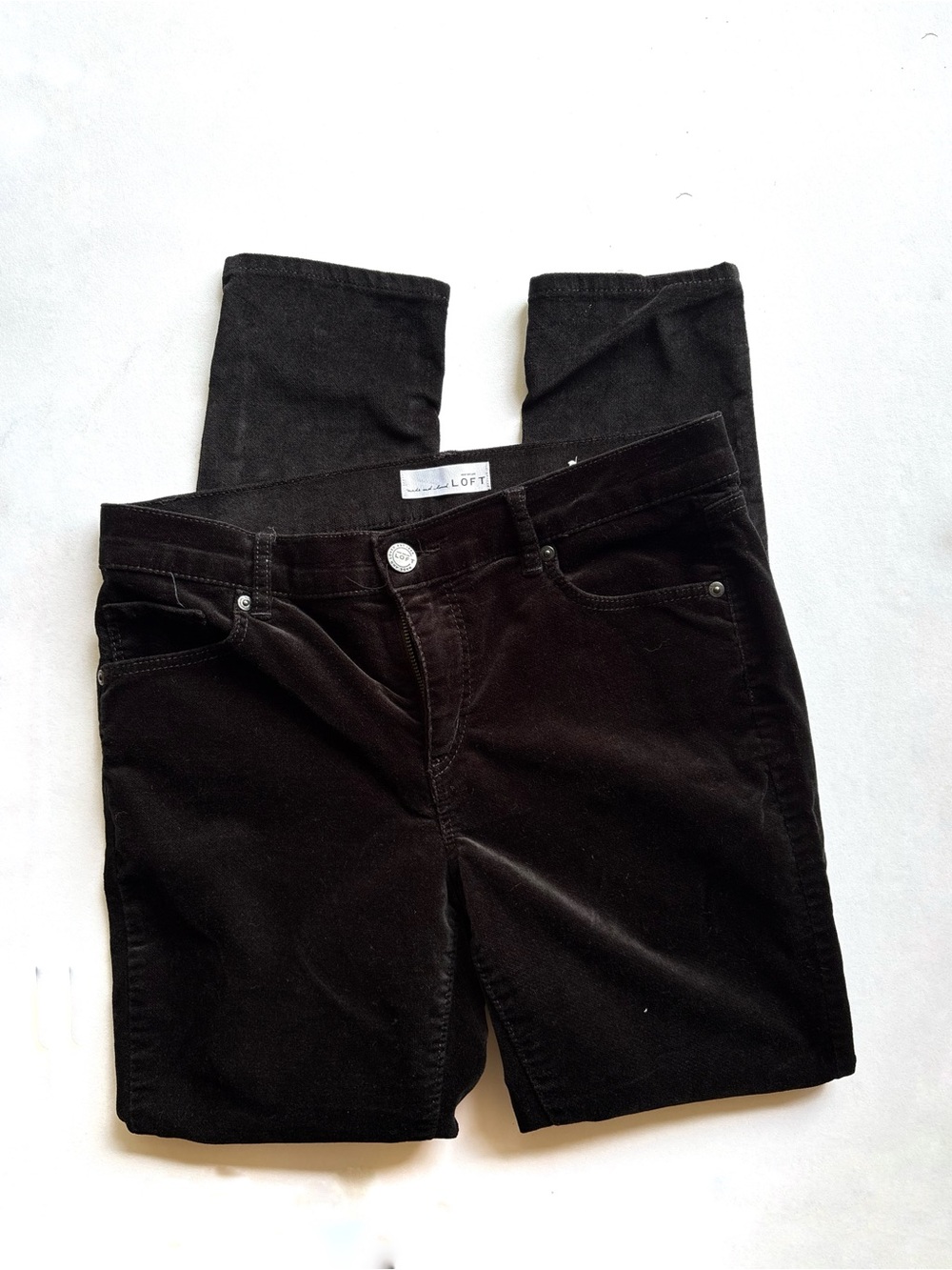 LOFT Black Velvet Modern Skinny Pants
